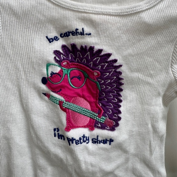 Okie Dokie 12M Girl White Be Careful I’m Pretty Sharp Long Sleeve Tee Blouse - Picture 2 of 5